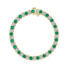 Load image into Gallery viewer, 7.5 CTW Aria Half- Bezel Emerald Tennis Bracelet-B0220CEG