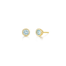 Load image into Gallery viewer, March Bezel Birthstone Earrings-BE009AQG