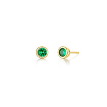 Load image into Gallery viewer, May Bezel Birthstone Earrings-BE009EMG
