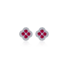 Load image into Gallery viewer, 0.8 CTW Flower Halo Stud Earrings-E0610CRP