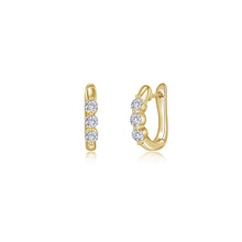Load image into Gallery viewer, 1.0 CTW 3-Stone Huggie Hoop Earrings-E0617CLG