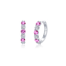 Load image into Gallery viewer, Josie Pink Sapphire Hoop Earrings-E0649PKP