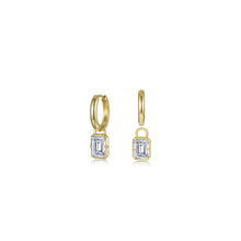 Load image into Gallery viewer, Emerald-Cut Padlock Huggies-E0700CLG