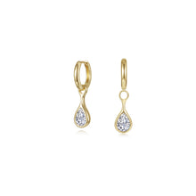 Load image into Gallery viewer, Teardrop Bezel Charm Huggie Hoops-E0721CLG