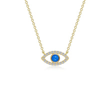 Load image into Gallery viewer, Reconstituted Turquoise Evil Eye Necklace-N0341TQG