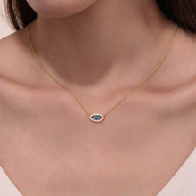 Load image into Gallery viewer, Reconstituted Turquoise Evil Eye Necklace-N0341TQG