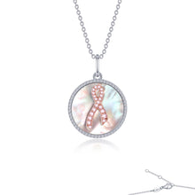 Load image into Gallery viewer, Mother of Pearl Pink Ribbon Necklace - P0288PLT