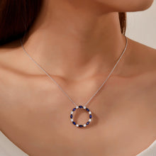 Load image into Gallery viewer, Fancy Lab-Grown Sapphire Open Circle Necklace-SYN018SP