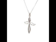 Load and play video in Gallery viewer, 0.74 CTW Angel Wings Cross Necklace-N2029CLP