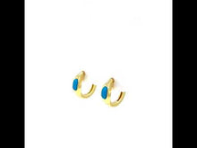 Load and play video in Gallery viewer, 12.5mm Reconstituted Turquoise Huggie Earrings-E0636TQG
