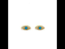 Load and play video in Gallery viewer, Reconstituted Turquoise Evil Eye Stud Earrings-E0635TQG
