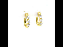 Load and play video in Gallery viewer, 1.5 CTW 3-Stone Huggie Hoop Earrings-E0618CLG