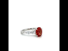 Load and play video in Gallery viewer, Fancy Peach Fuzz Lab-Grown Sapphire Solitaire Ring-SYR028PP