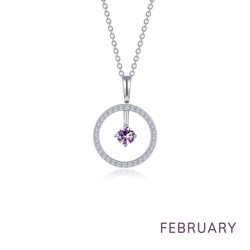 February Birthstone Reversible Open Circle Necklace-BP008AMP