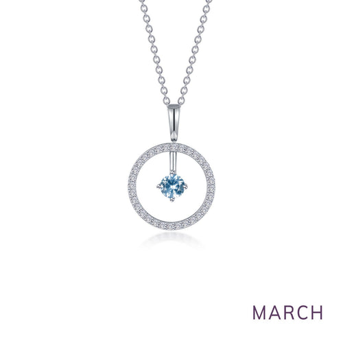 March Birthstone Reversible Open Circle Necklace-BP008AQP