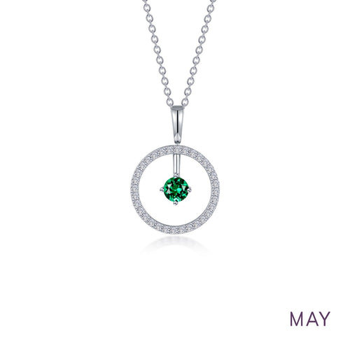 May Birthstone Reversible Open Circle Necklace-BP008EMP