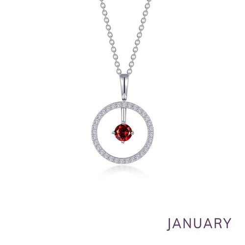 January Birthstone Reversible Open Circle Necklace-BP008GNP