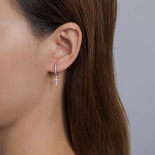 Load image into Gallery viewer, Mini Dangling Cross Earrings-E0500CLP