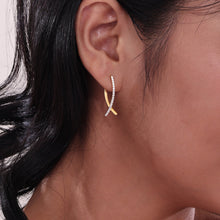 Load image into Gallery viewer, Crossover Oval Hoop Earrings-E0600CLG