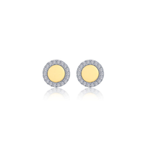 Two-Tone Button Stud Earrings-E2019CLT