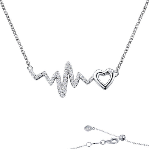 Heart & Heartbeat Necklace-N0162CLP