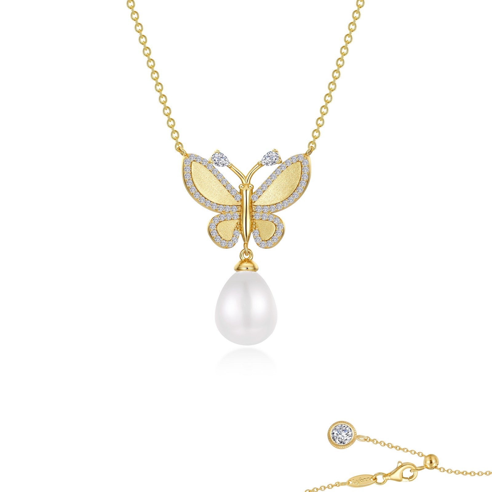 Statement Butterfly with Cultured Freshwater Pearl Necklace-N0300PLG