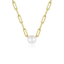 Load image into Gallery viewer, Paperclip Necklace with Cultured Freshwater Pearl-N0301PLG
