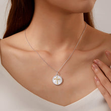 Load image into Gallery viewer, Cross on Mother of Pearl Disc Necklace-P0284PLT