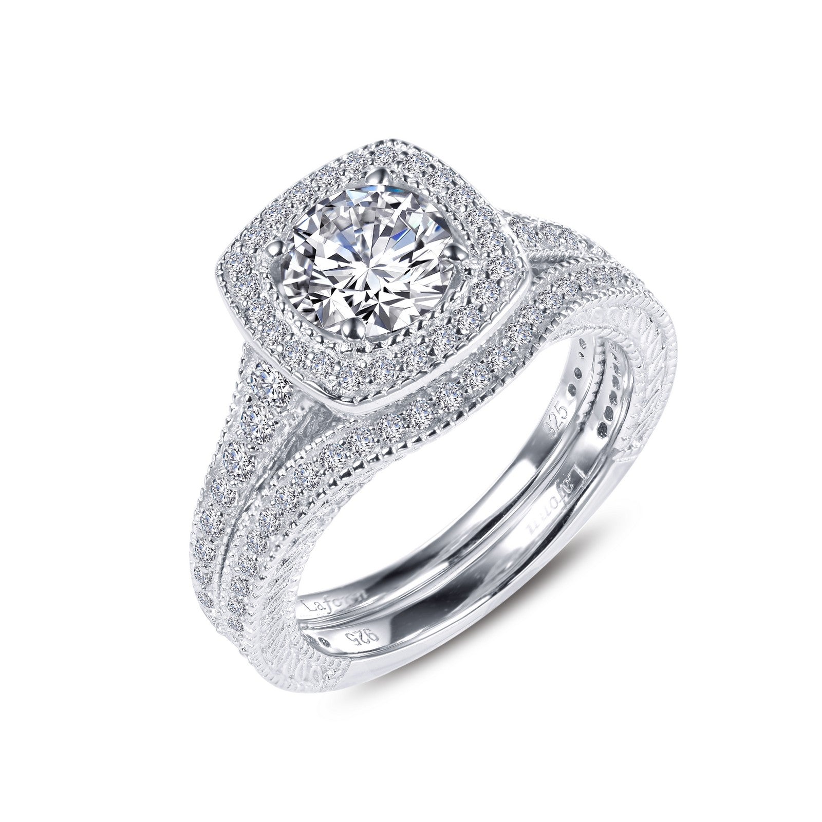 Cushion-Cut Halo Wedding Set-R0324CLP