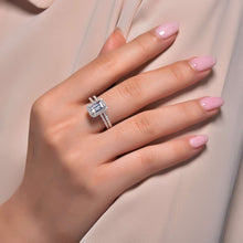 Load image into Gallery viewer, Emerald-Cut Halo Wedding Set-R0326CLP
