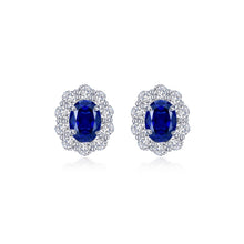 Load image into Gallery viewer, Fancy Lab-Grown Sapphire Halo Stud Earrings-SYE017SP
