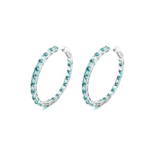 Load image into Gallery viewer, 45 mm Fancy Lab-Grown Sapphire Hoop Earrings-SYE018GP