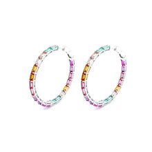 Load image into Gallery viewer, 45 mm Fancy Lab-Grown Sapphire Hoop Earrings-SYE018MP