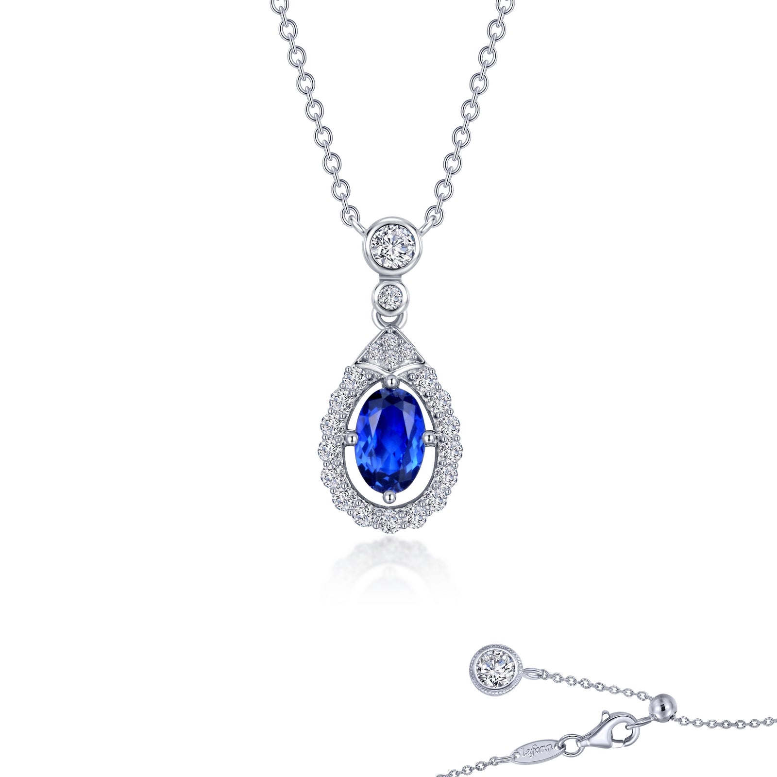Fancy Lab-Grown Sapphire Halo Necklace-SYN006SP