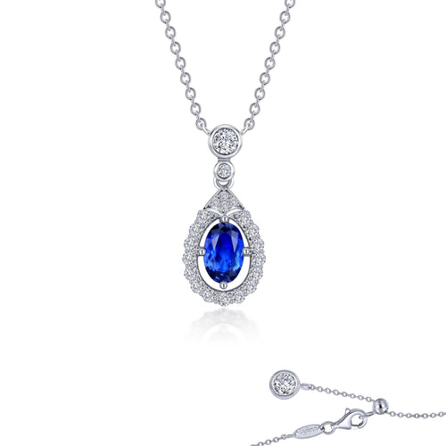 Fancy Lab-Grown Sapphire Halo Necklace-SYN006SP