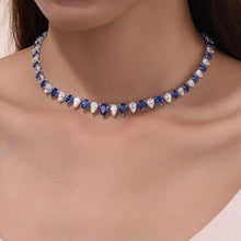 Load image into Gallery viewer, 38 CTW Fancy Lab-Grown Sapphire Tennis Choker Necklace-SYN029SP