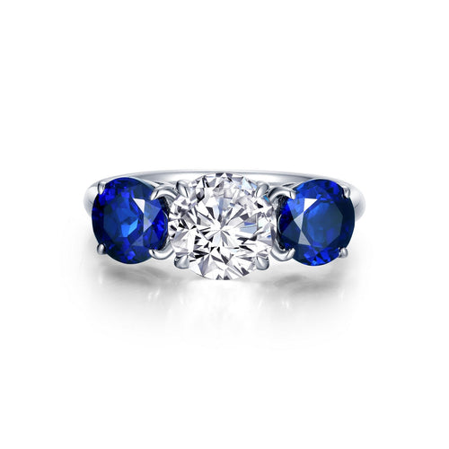 Fancy Lab-Grown Sapphire Three-Stone Ring-SYR016SP