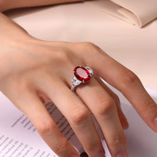 Load image into Gallery viewer, 8 CTW Fancy Lab-Grown Ruby Three-Stone Ring-SYR024RP
