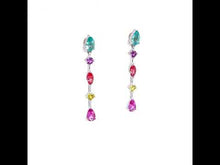 Load and play video in Gallery viewer, Fancy Lab-Grown Sapphire Linear Earrings-SYE025MP