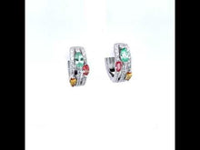 Load and play video in Gallery viewer, Fancy Lab-Grown Sapphire Huggies-SYE019MP