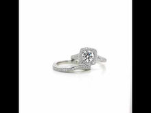 Load and play video in Gallery viewer, Cushion-Cut Halo Wedding Set-R0324CLP
