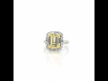 Load and play video in Gallery viewer, Emerald-Cut Halo Engagement Ring-R0359CAT