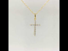 Load and play video in Gallery viewer, 0.36 CTW Cross Pendant Necklace-P0165CLG