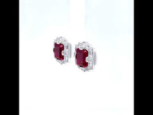 Load and play video in Gallery viewer, Fancy Lab-Grown Sapphire Halo Stud Earrings-SYE013RP
