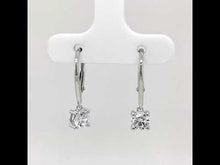 Load and play video in Gallery viewer, 0.92 CTW Leverback Solitaire Drop Earrings-E0386CLP
