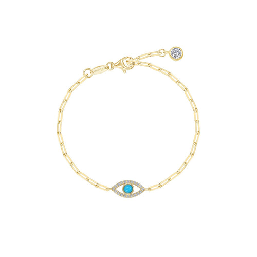 Evil Eye Paperclip Bracelet-B0212TQG
