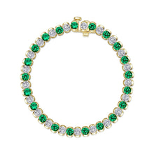Load image into Gallery viewer, 7.5 CTW Aria Half- Bezel Emerald Tennis Bracelet-B0220CEG

