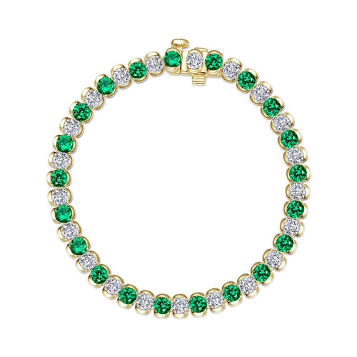 7.5 CTW Aria Half- Bezel Emerald Tennis Bracelet-B0220CEG