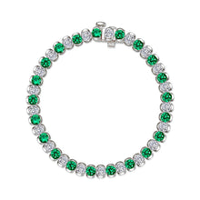 Load image into Gallery viewer, 7.5 CTW Aria Half- Bezel Emerald Tennis Bracelet-B0220CEP
