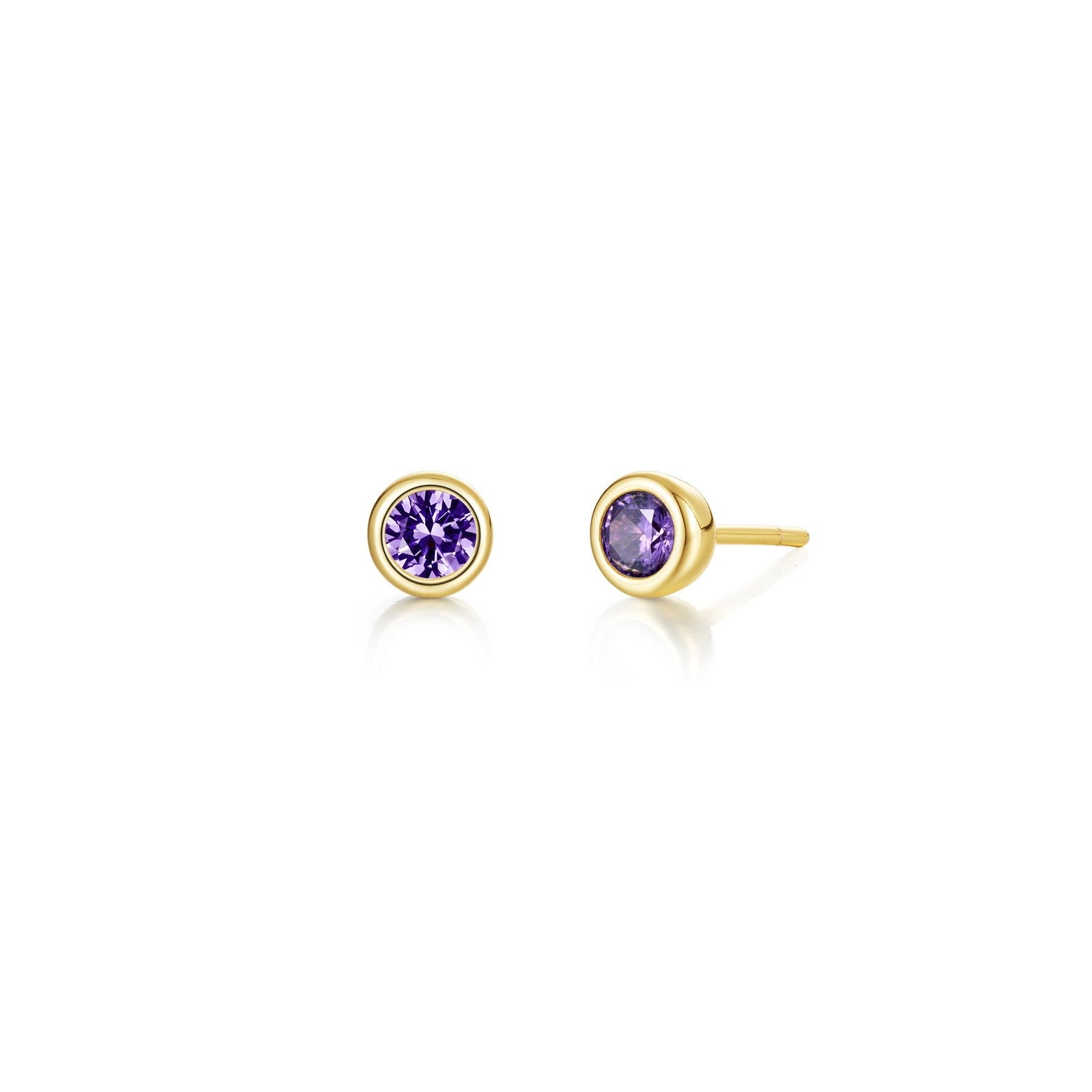 February Bezel Birthstone Earrings-BE009AMG